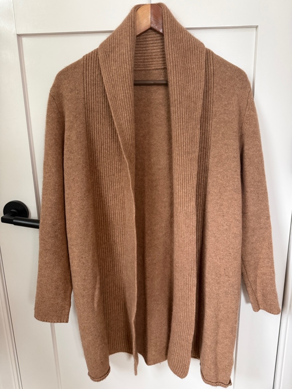 Vince Women’s Brown Marl Cashmere Open-Front Shawl Collar Sweater Cardigan XS